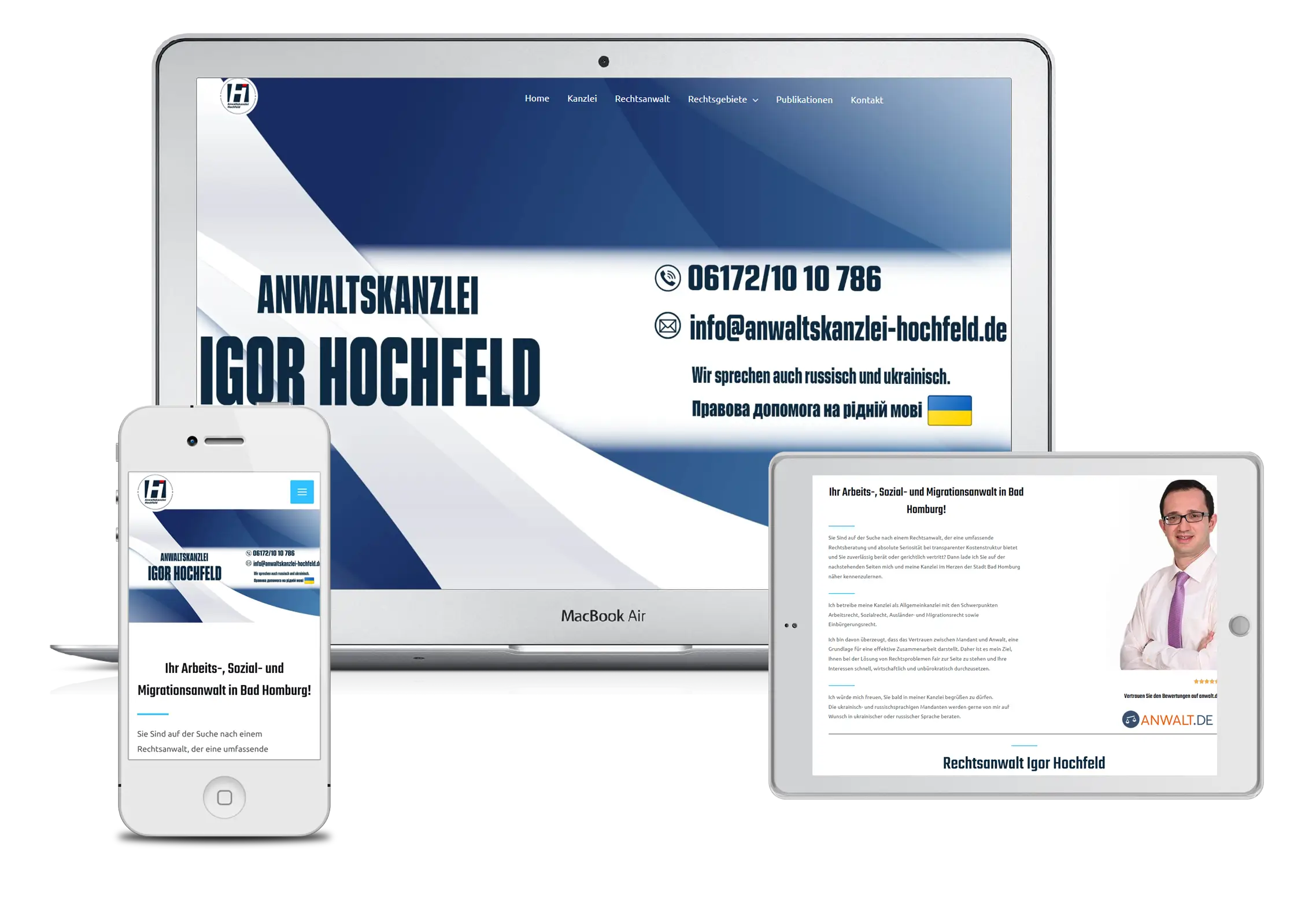 Webdesign für Rechtsanwälte: Anwaltskanzlei Hochfeld Referenz